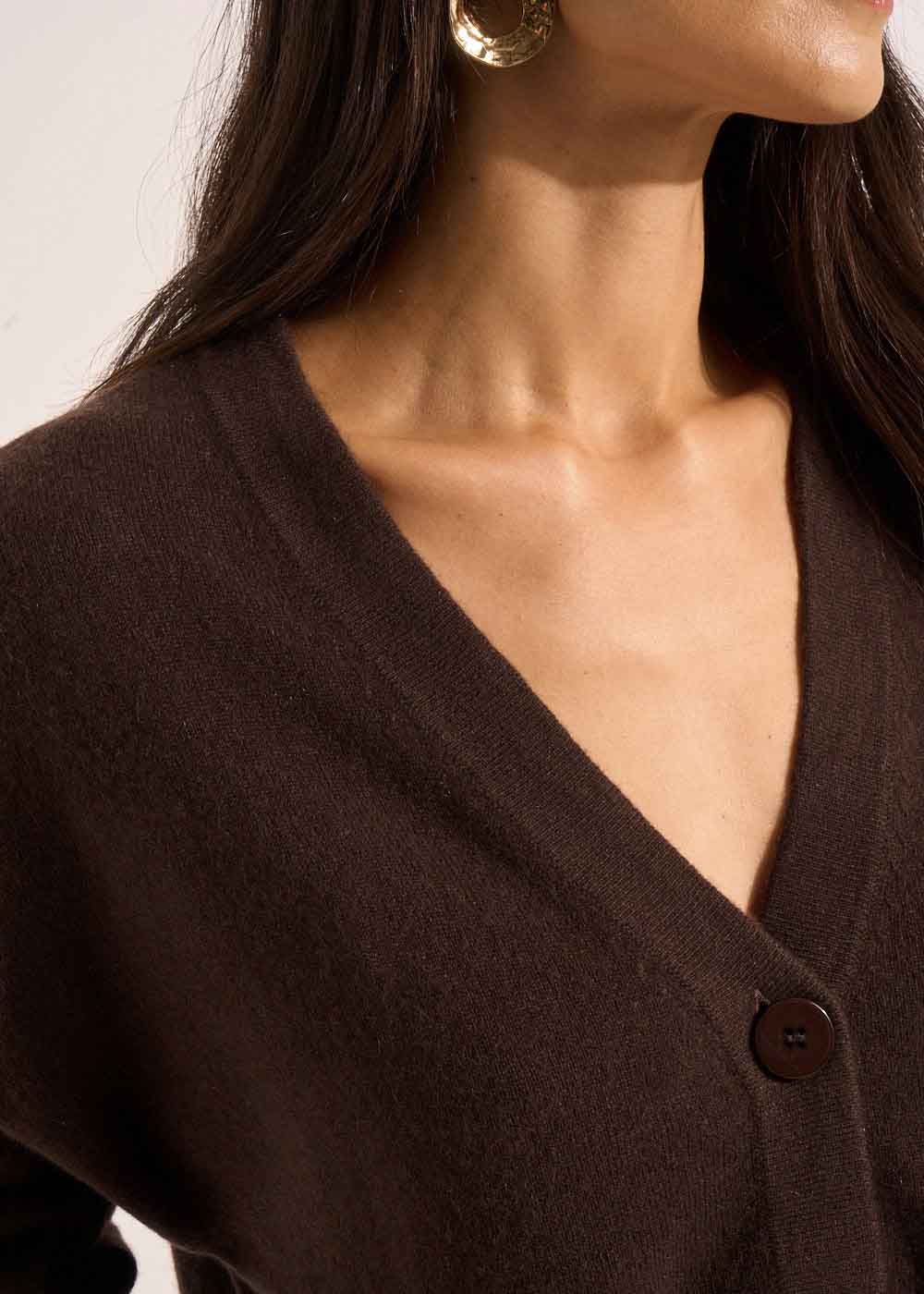 Loose-fitting cashmere V-neck cardigan - Sud Express - 2 - Sud Express