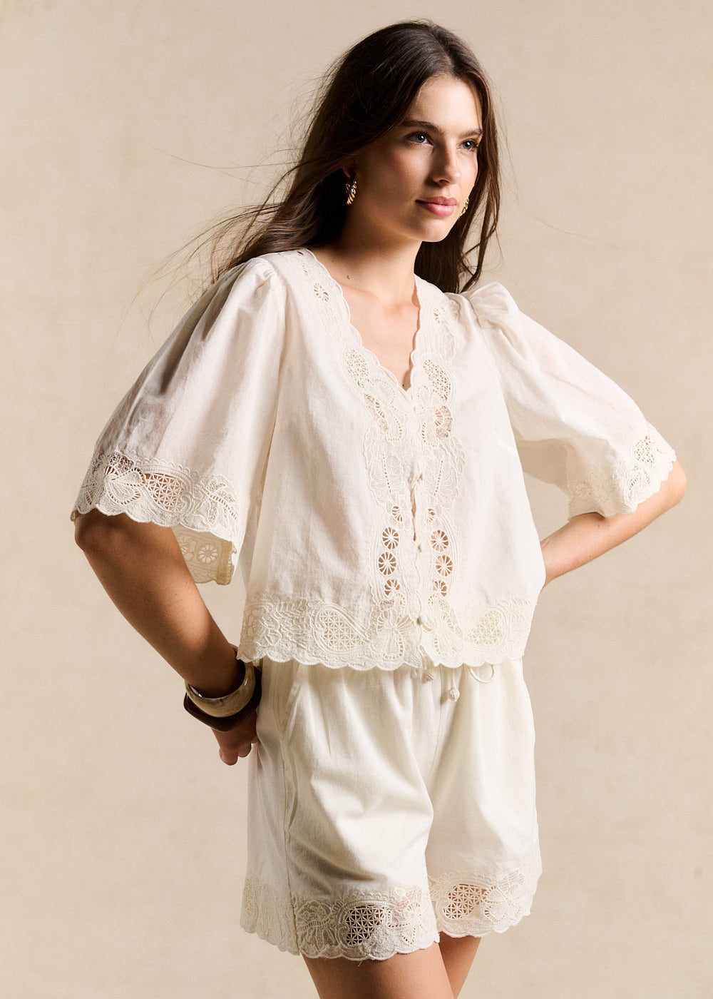 Lace trim top - Sud Express - 1 - Sud Express