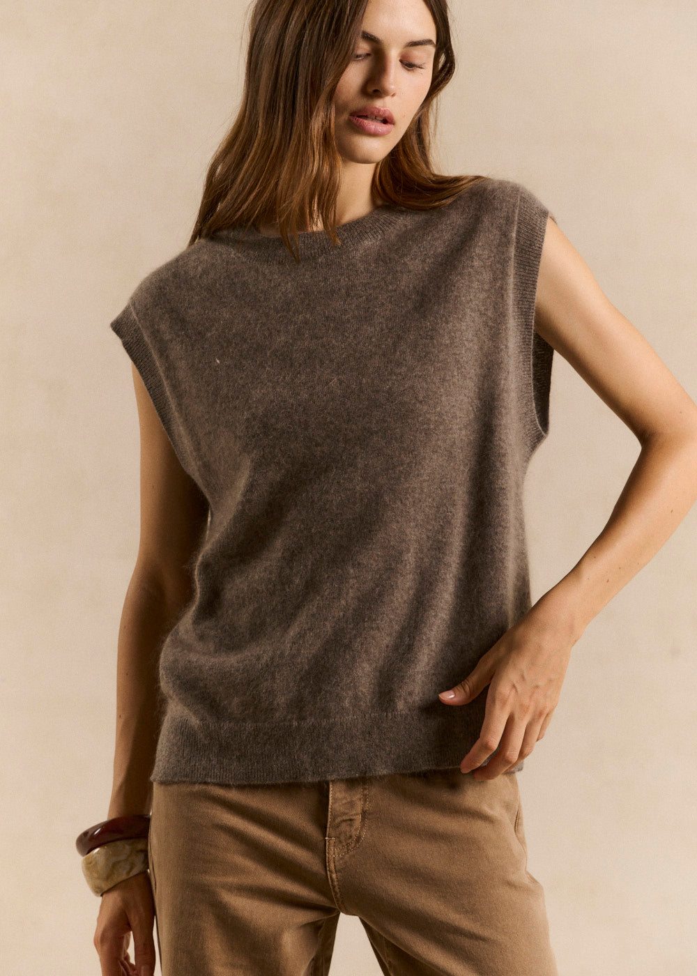 Loose sleeveless sweater in wool and cashmere - Sud Express - 1 - Sud Express