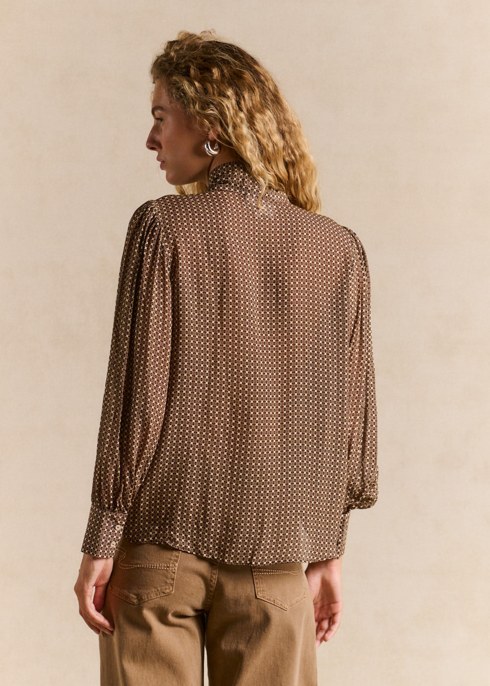 Geometric print top with shawl collar - Sud Express - 3 - Sud Express