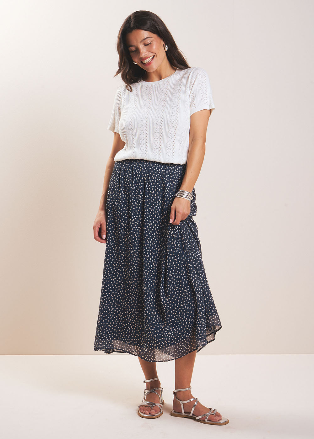 Short-sleeve pointelle knit top - Sud Express - 5 - Sud Express