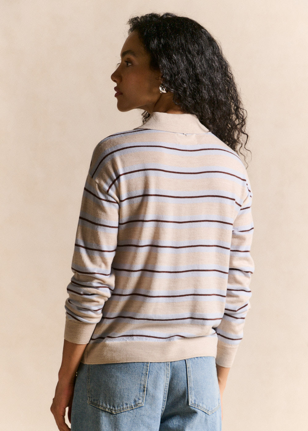 Striped wool jumper with a polo neck - Sud Express - 3 - Sud Express