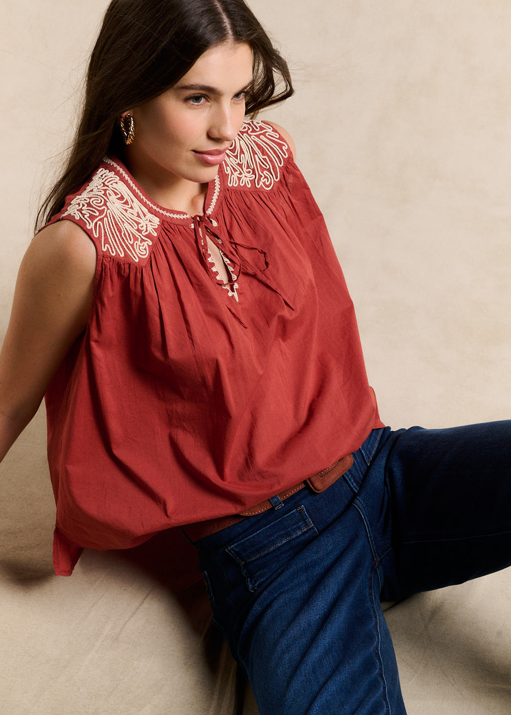 Embroidered Cotton Voile Top - Sud Express - 4 - Sud Express