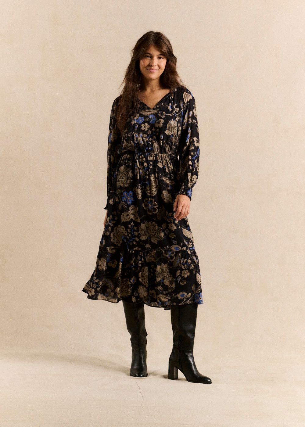 Fluid floral-print midi dress - Sud Express - 1 - Sud Express