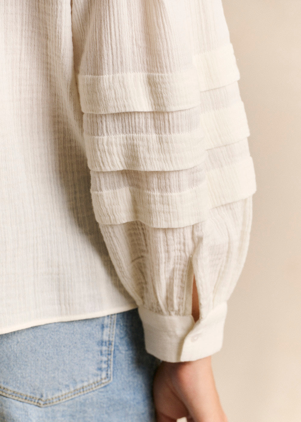 Smocked stand collar shirt - Sud Express - 4 - Sud Express