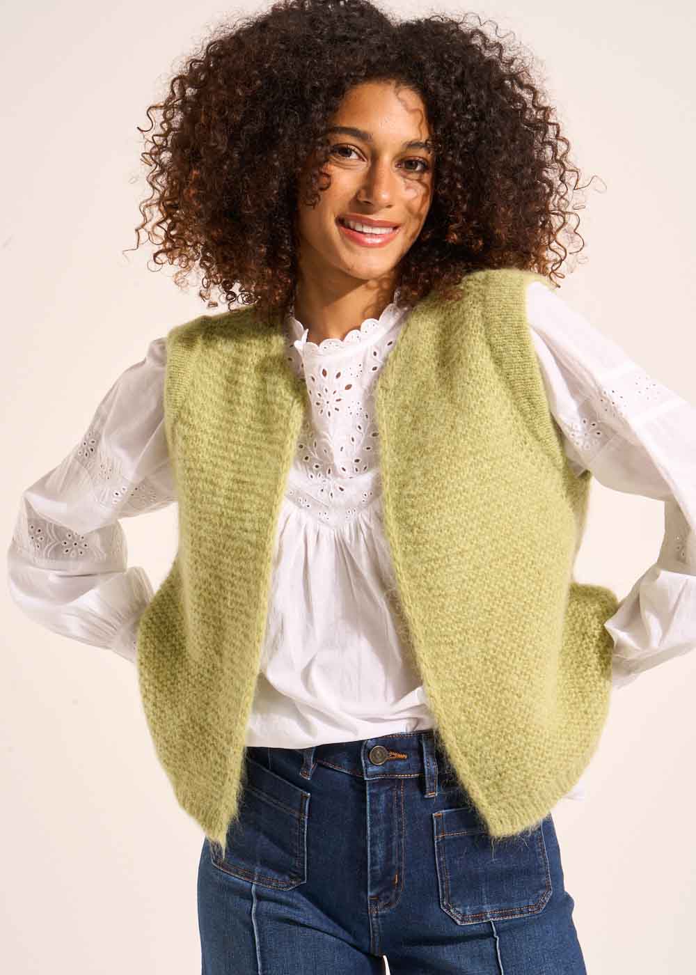 Short sleeveless mohair cardigan - Sud Express - 5 - Sud Express