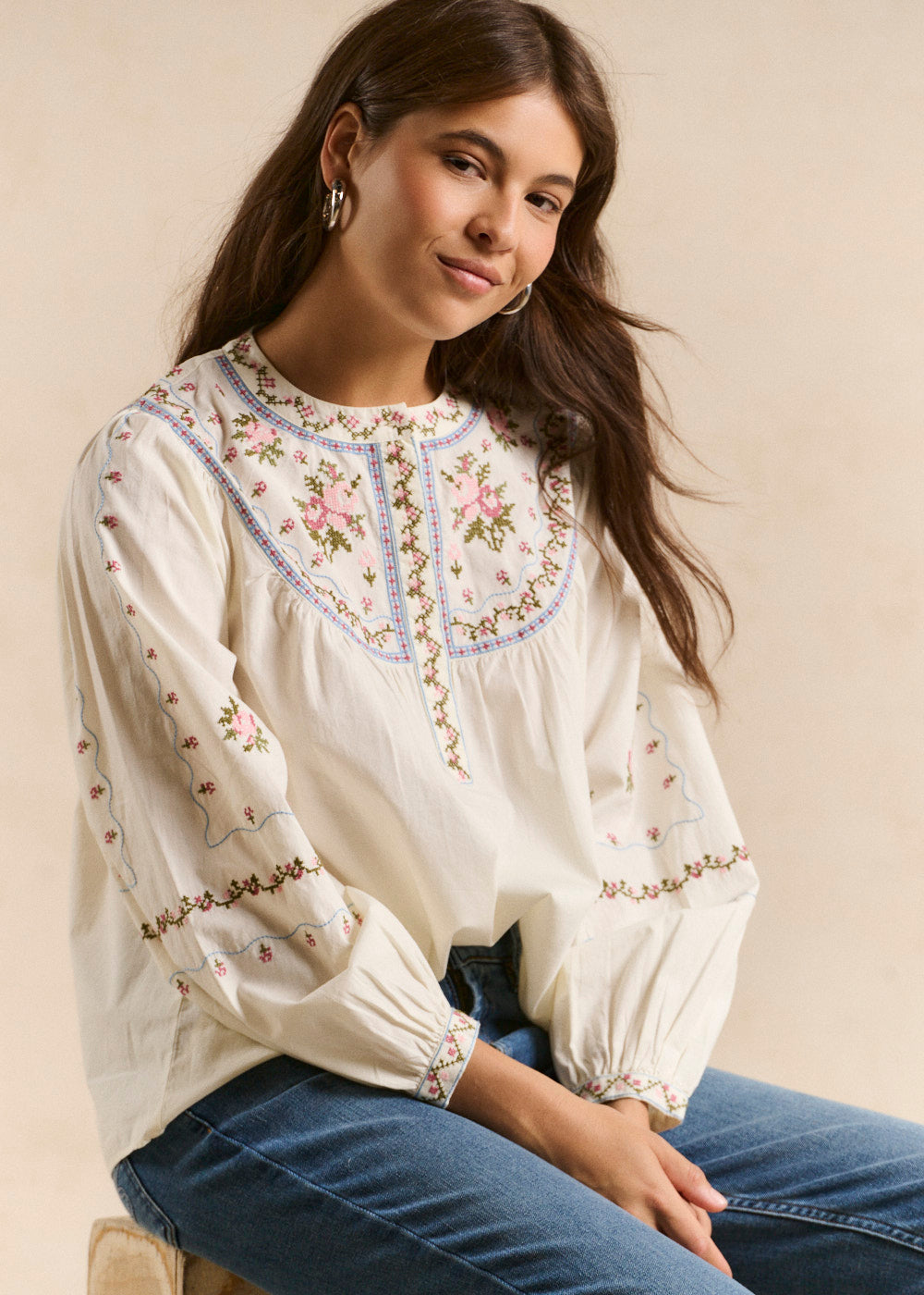 Embroidered cotton blouse - Sud Express - 1 - Sud Express