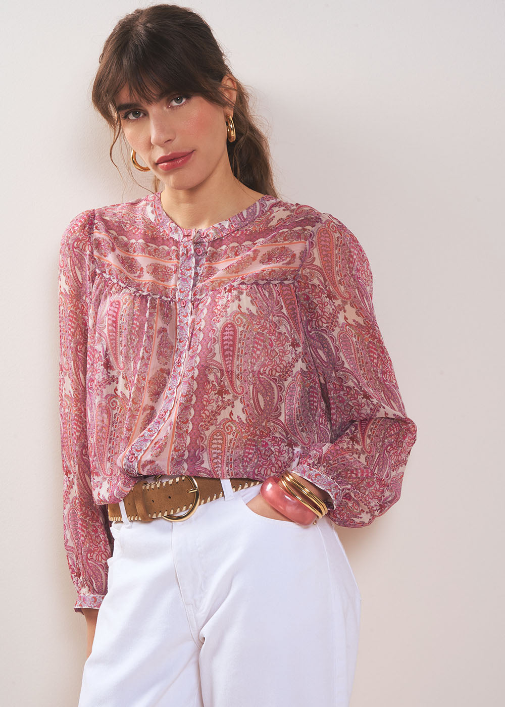 Long-sleeved printed blouse - Sud Express - 5 - Sud Express