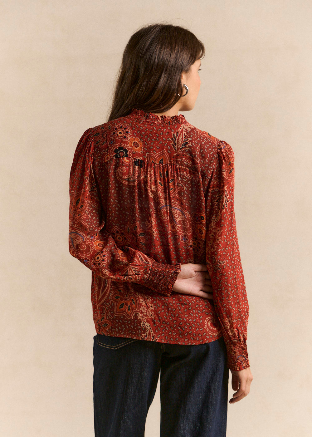 Printed shirt with ruffled mandarin collar - Sud Express - 3 - Sud Express