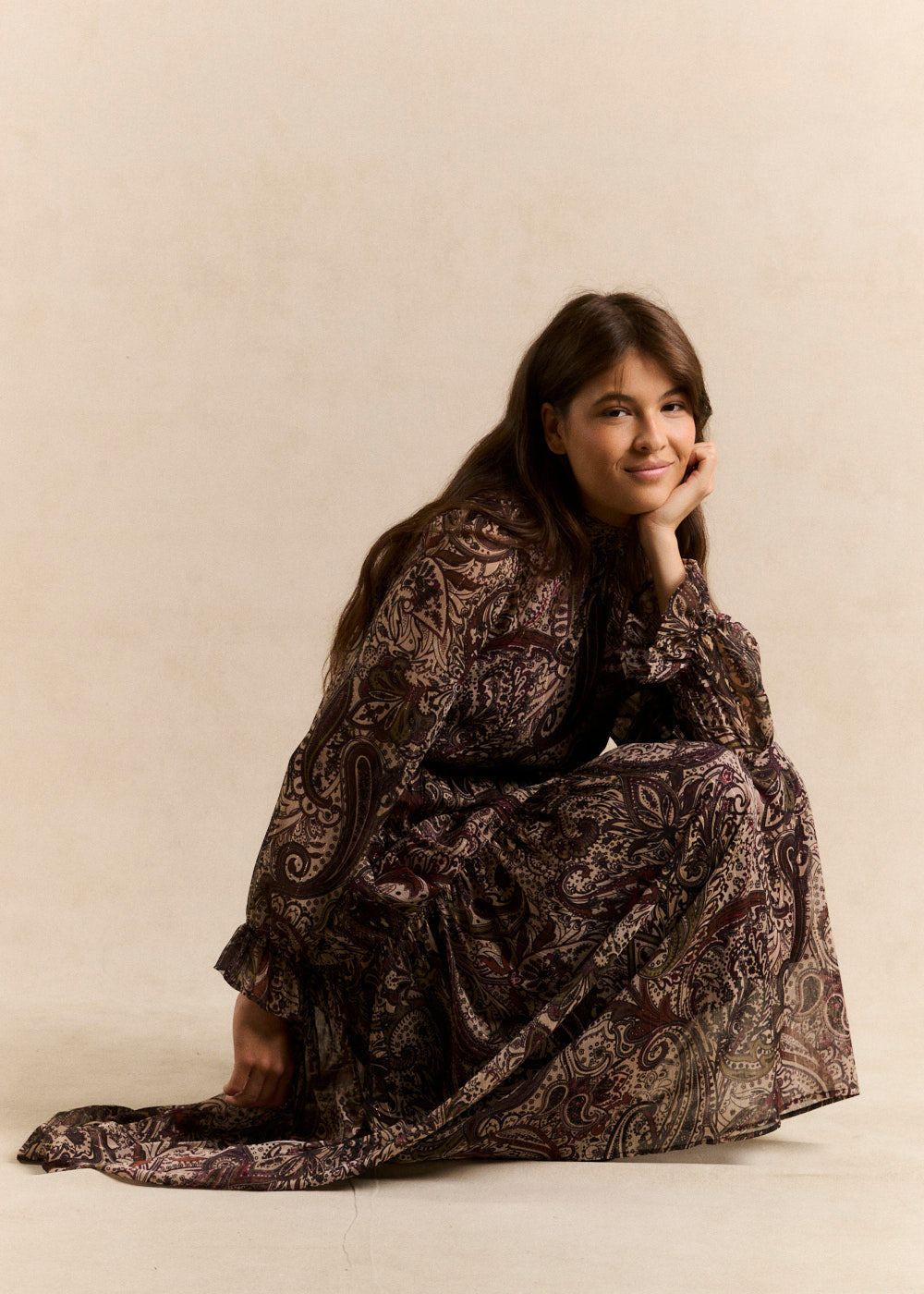 Long printed ruffle dress - Sud Express - 5 - Sud Express