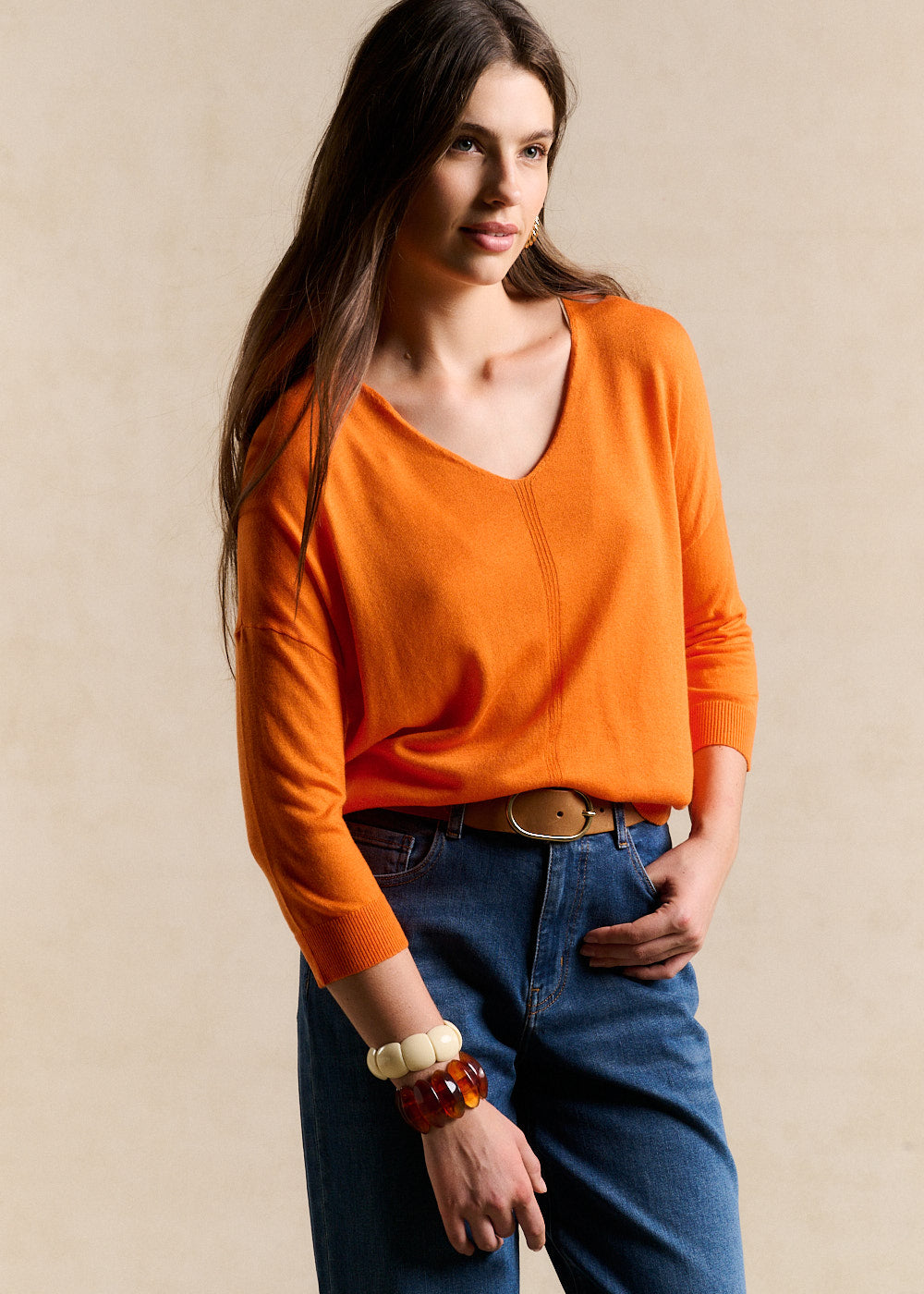 Oversized V-neck jumper with mid-length sleeves - Sud Express - 1 - Sud Express