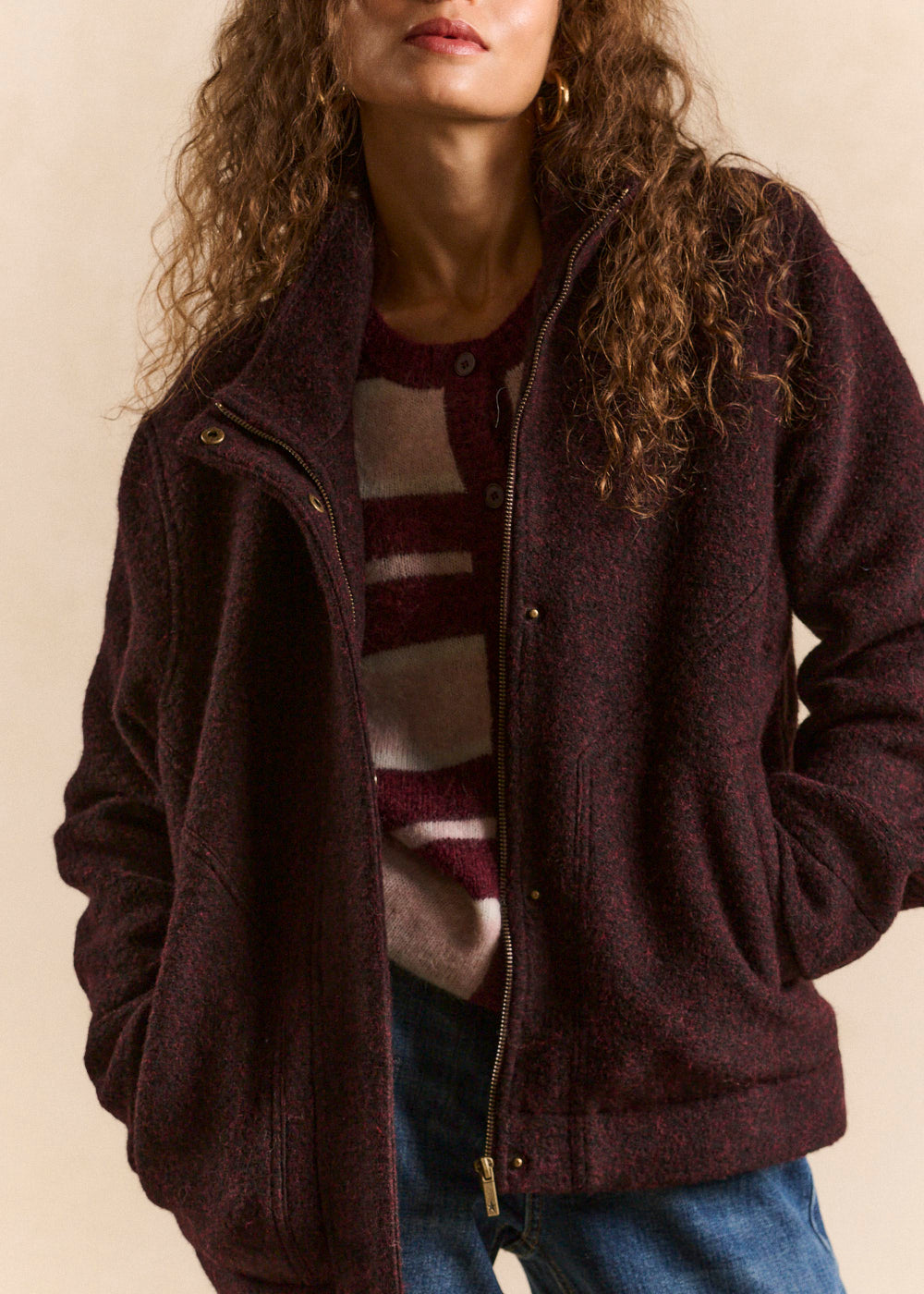 High-neck boiled wool-effect jacket - Sud Express - 2 - Sud Express