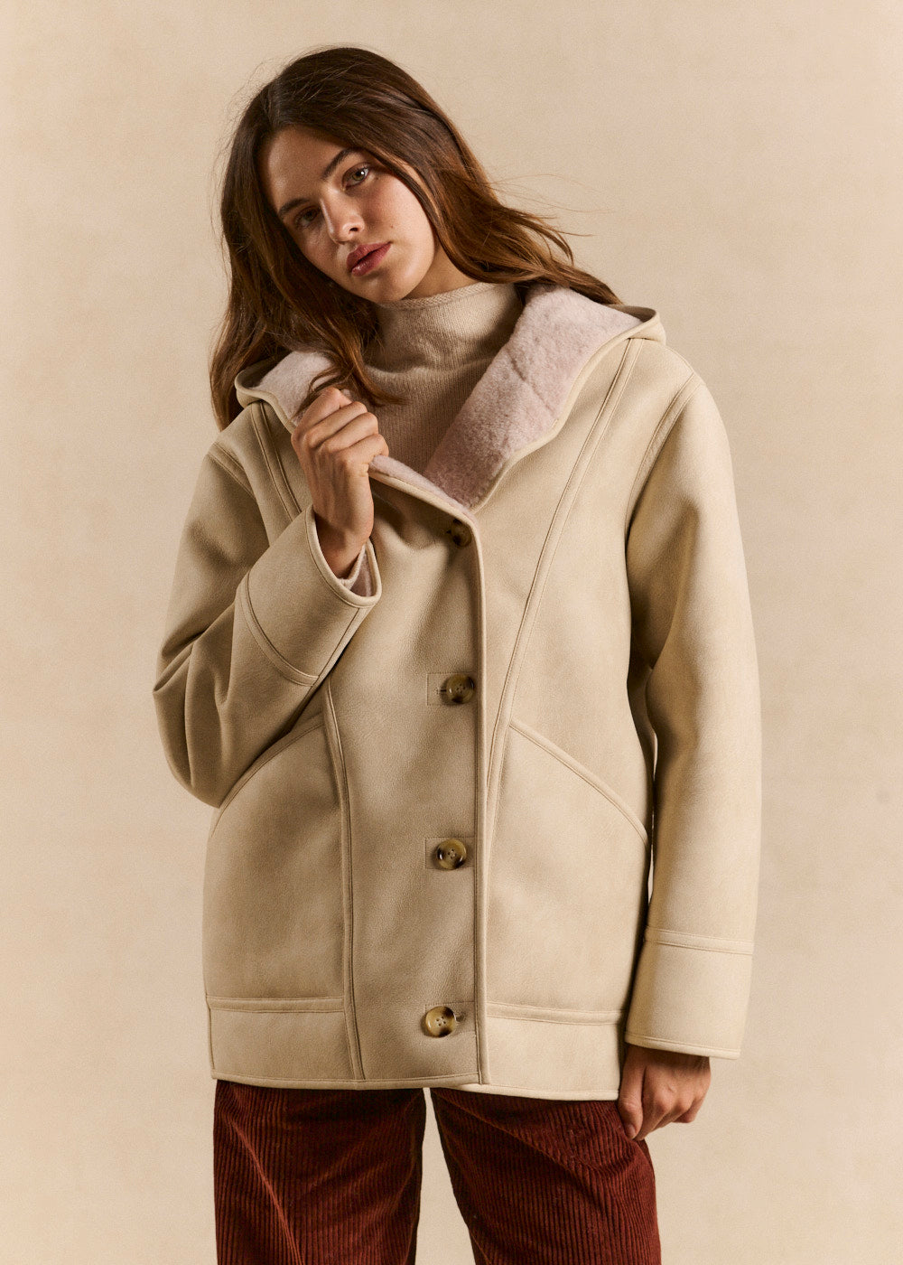 MAFLEURY Hooded faux shearling coat - 2 - Sud Express - Sud Express