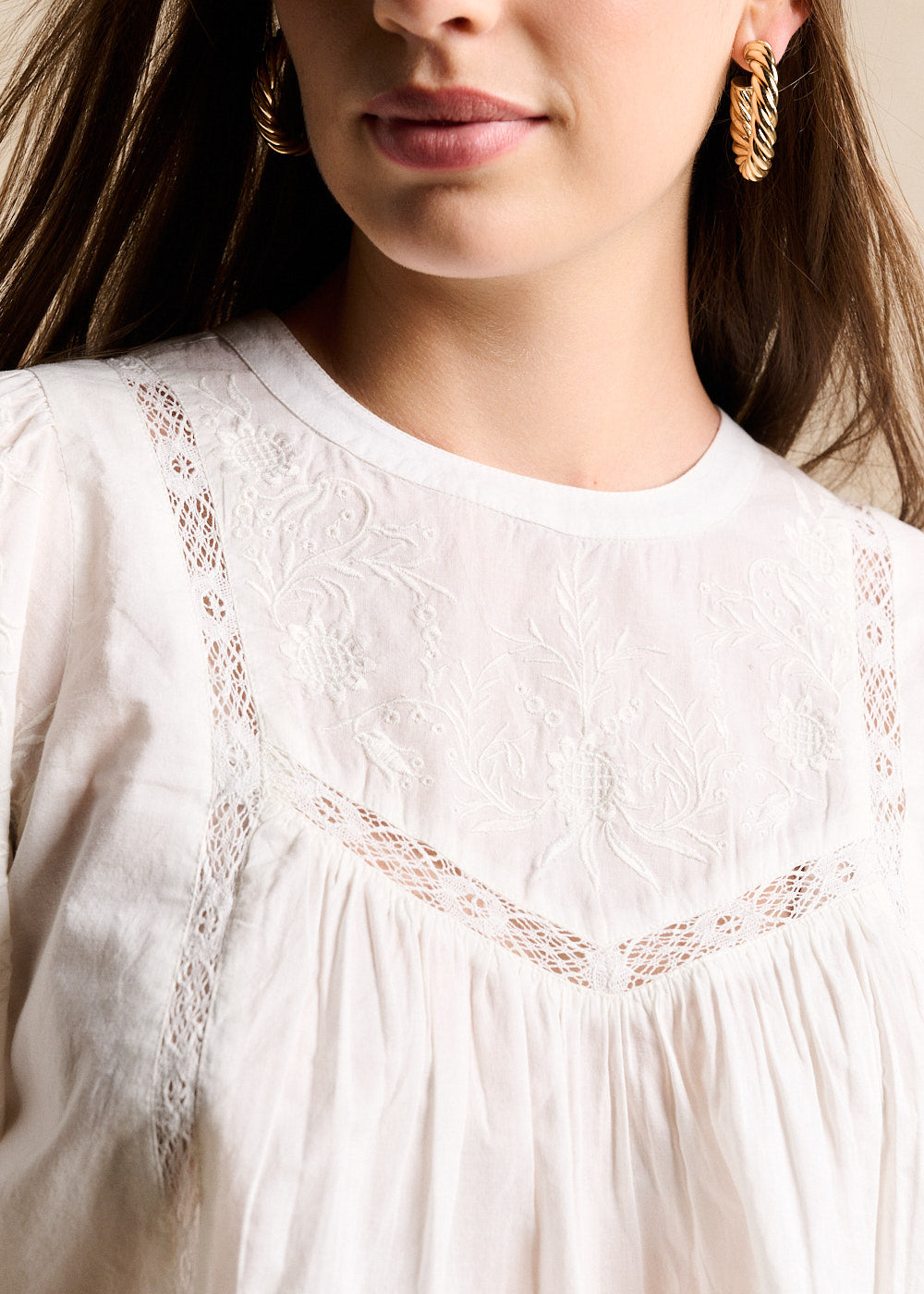 TALLIA Embroidered cotton voile blouse - 2 - Sud Express - Sud Express