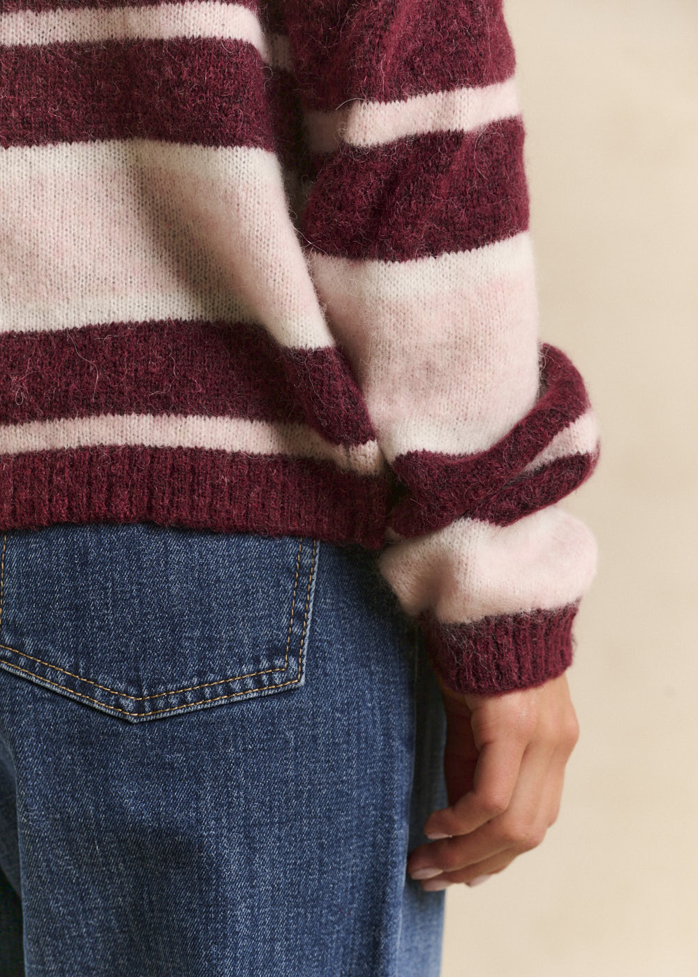 Striped round-neck cardigan - Sud Express - 5 - Sud Express