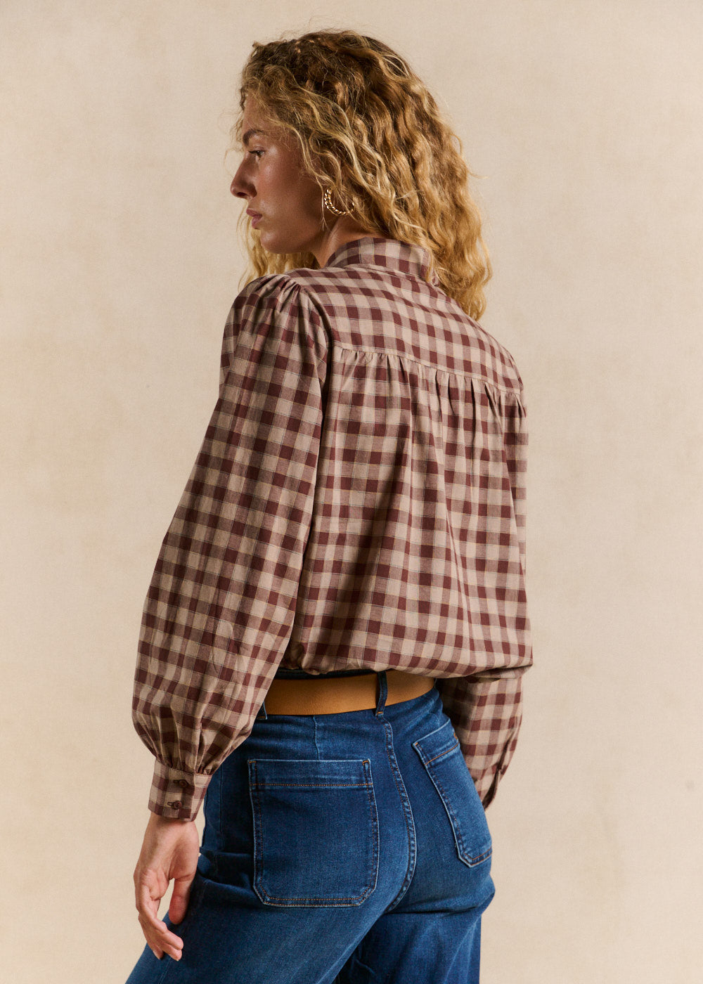 Checked blouse with a bow - Sud Express - 3 - Sud Express