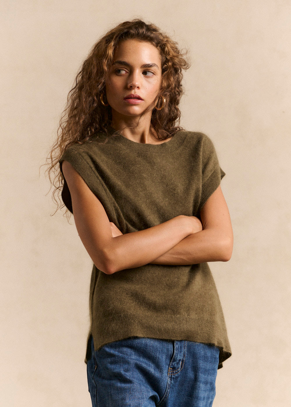 Loose sleeveless sweater in wool and cashmere - Sud Express - 4 - Sud Express