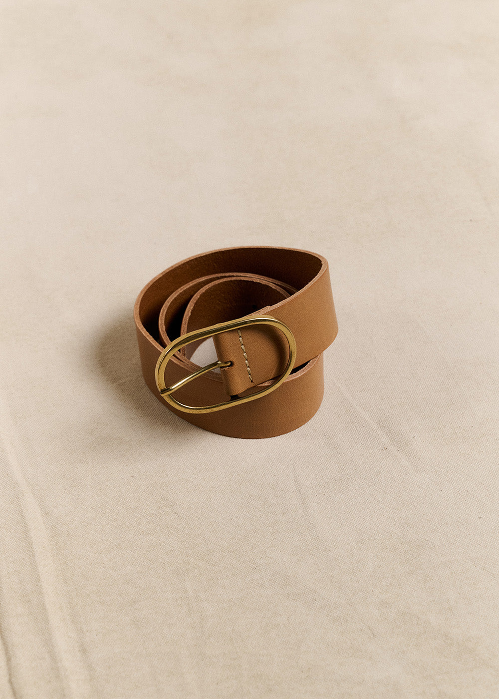 CHRISTINA Leather belt gold oval buckle - 1 - Sud Express - Sud Express