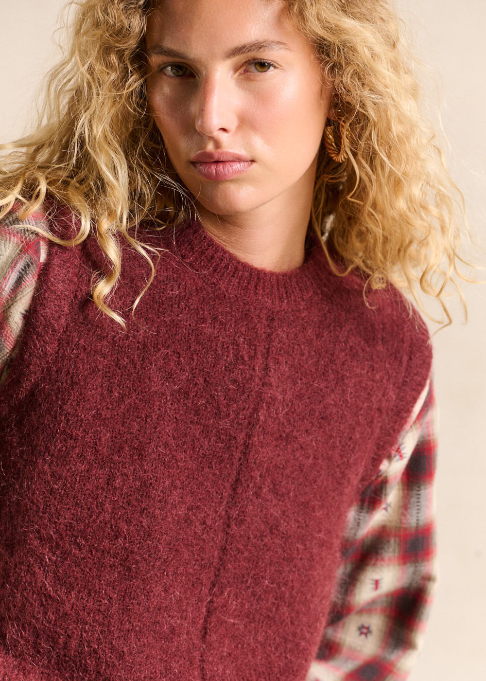 Sleeveless mohair knit vest, straight fit - Sud Express - 2 - Sud Express