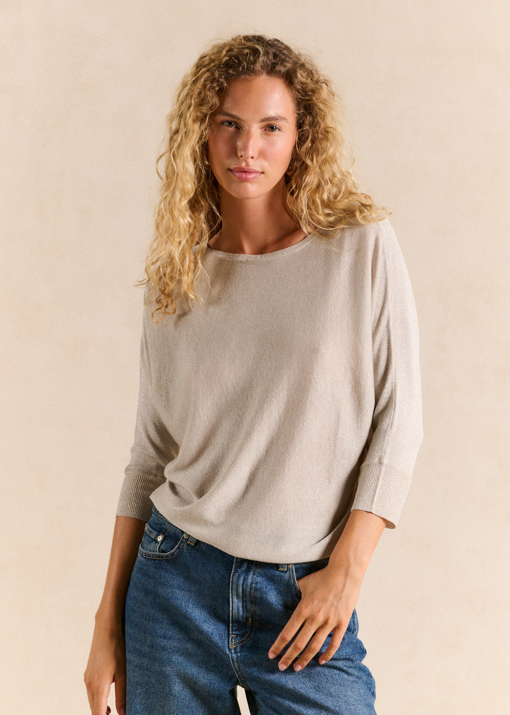 Round neck jumper with metallic fibres - Sud Express - 5 - Sud Express