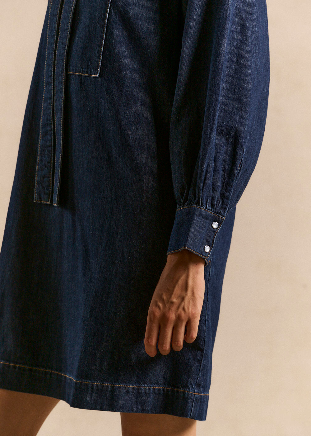 Short denim dress with a bow - Sud Express - 4 - Sud Express