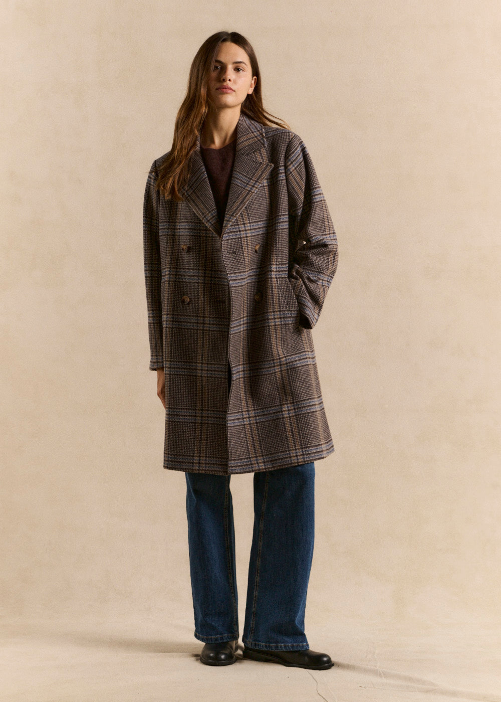 Long checkered coat - Sud Express - 2 - Sud Express
