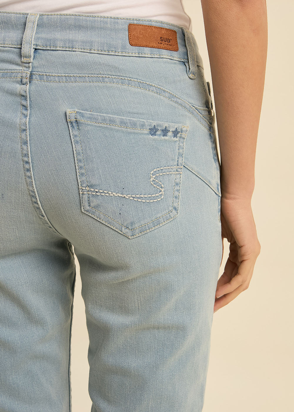 Slim-fit 7/8 jeans with five pockets - Sud Express - 2 - Sud Express