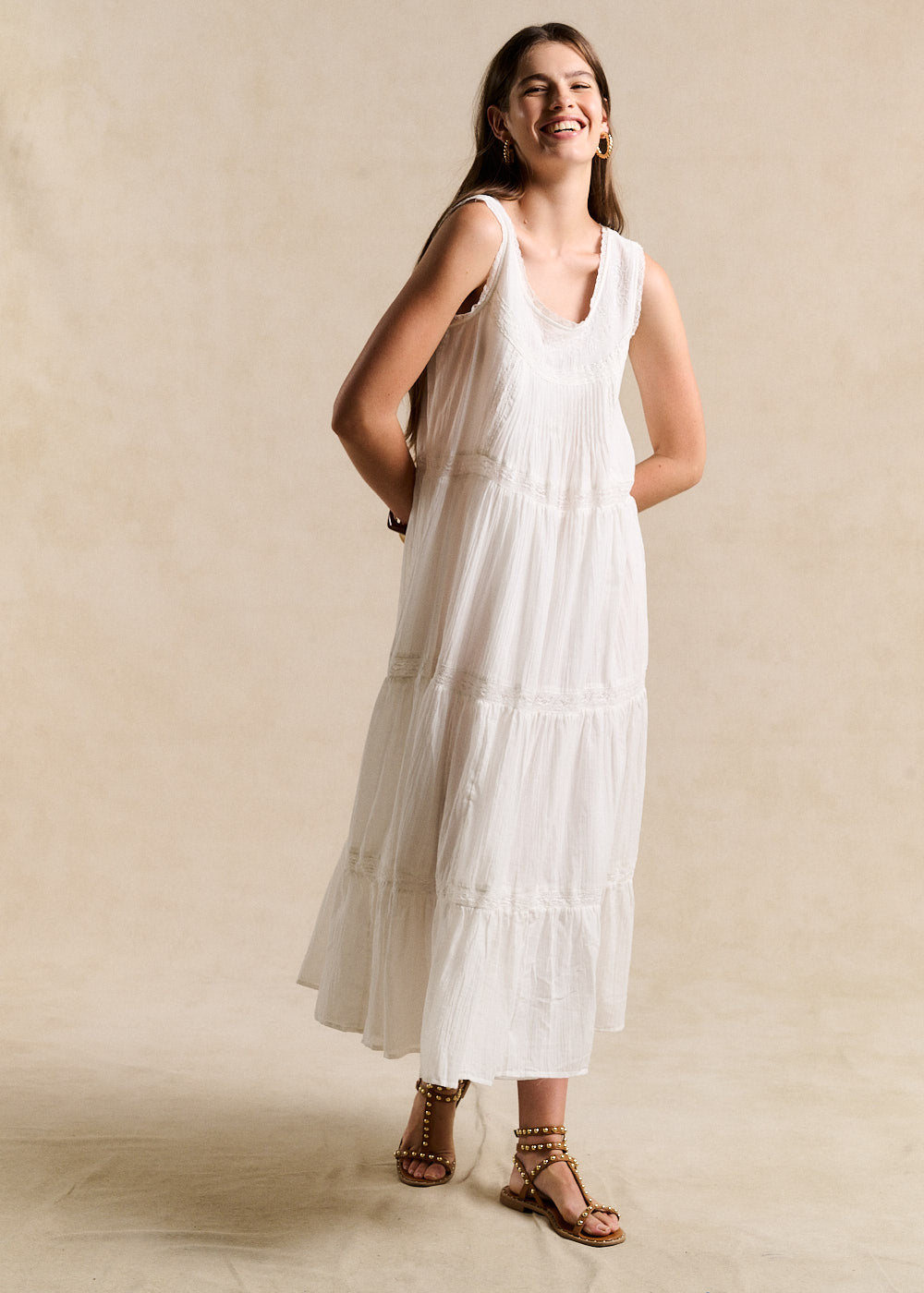 Long embroidered cotton dress - Sud Express - 1 - Sud Express