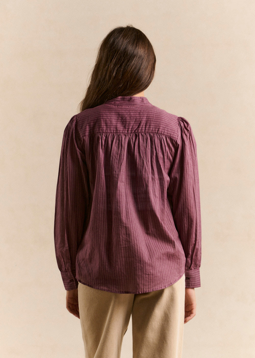 Striped print shirt with a stand-up collar - Sud Express - 3 - Sud Express