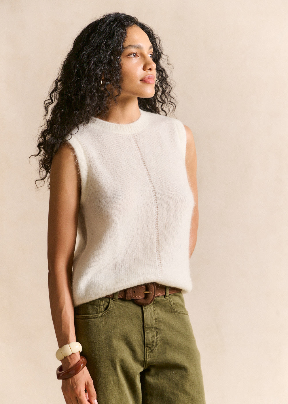 Sleeveless mohair knit vest, straight fit - Sud Express - 4 - Sud Express