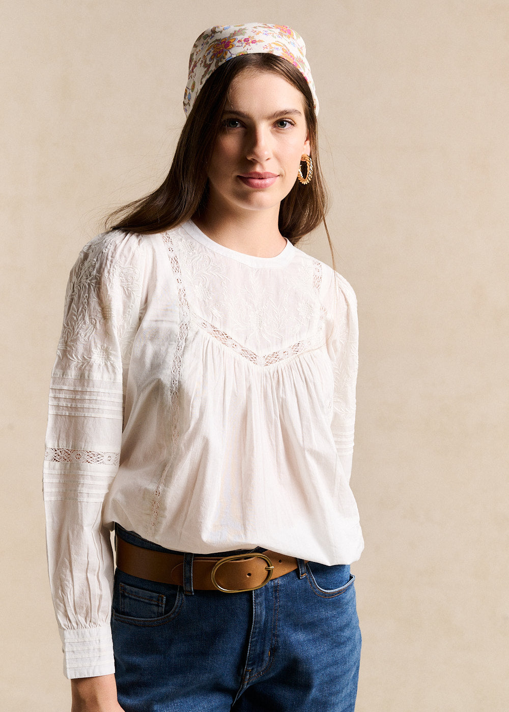 Embroidered cotton voile blouse - Sud Express - 5 - Sud Express