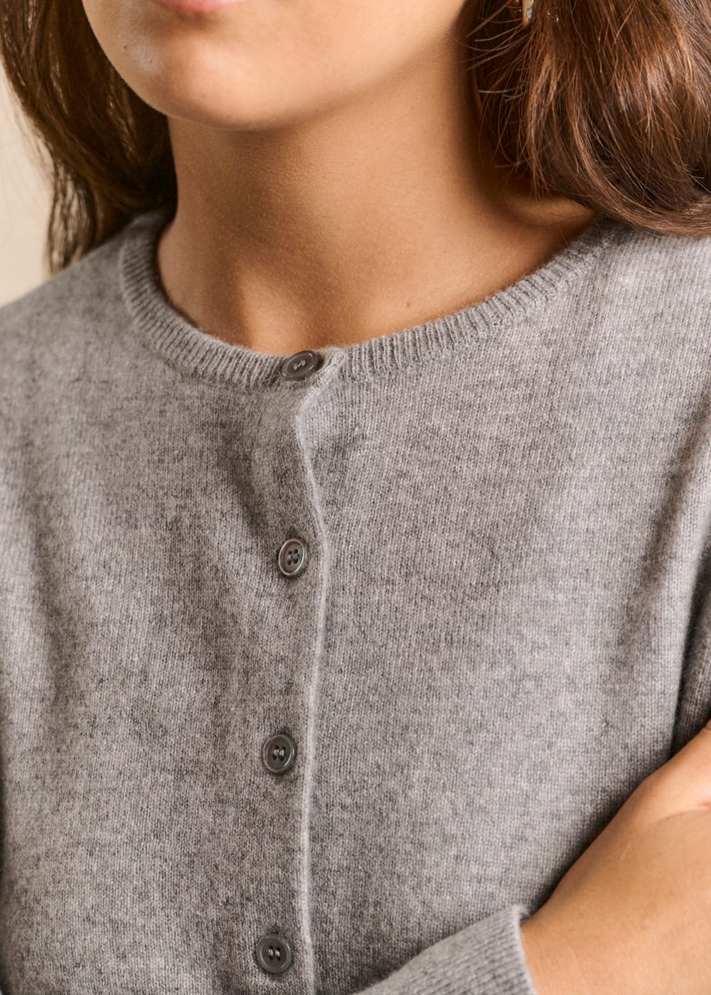 Buttoned cashmere cardigan, straight cut - Sud Express - 2 - Sud Express