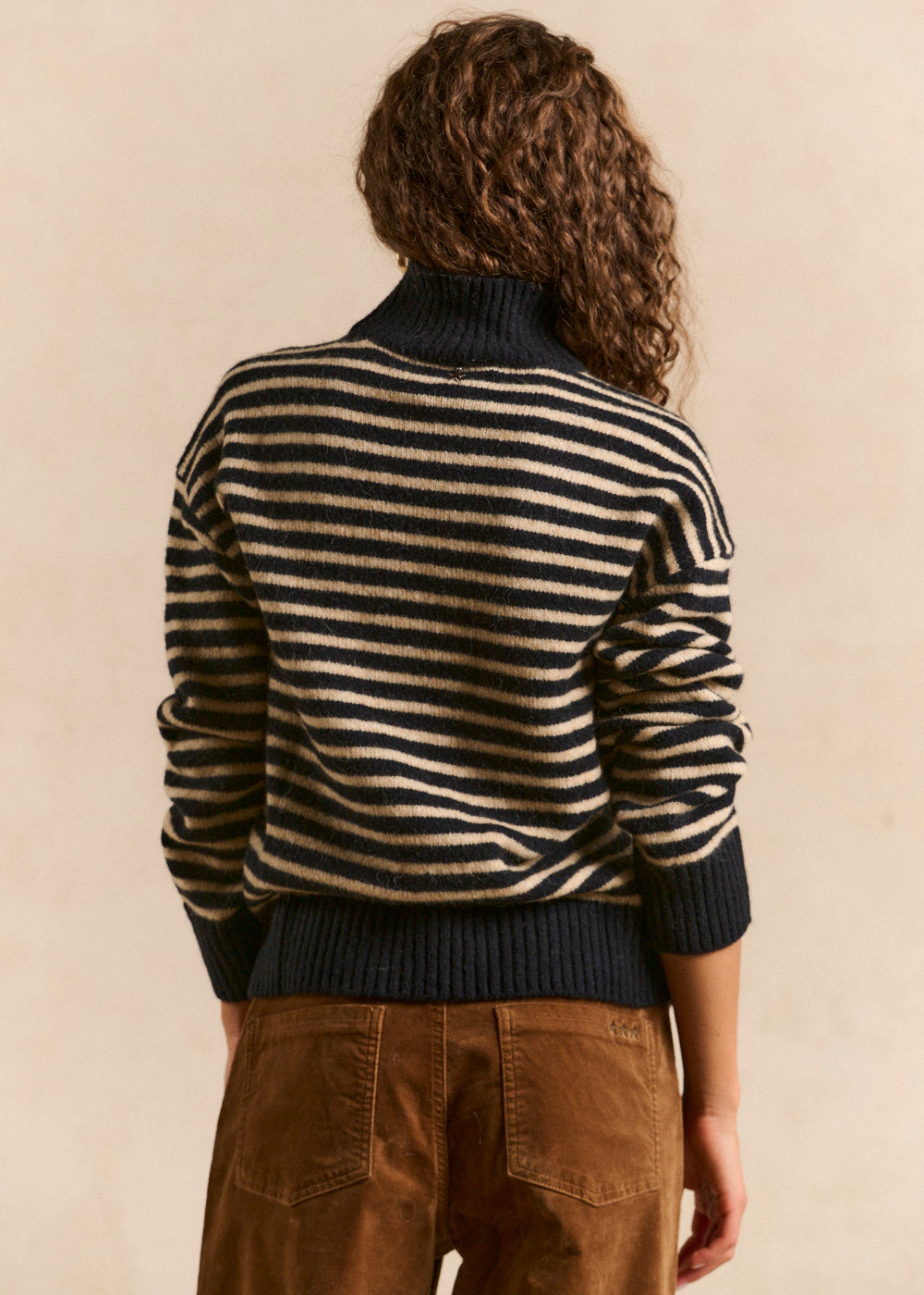 Striped turtleneck sweater in wool and alpaca - Sud Express - 3 - Sud Express