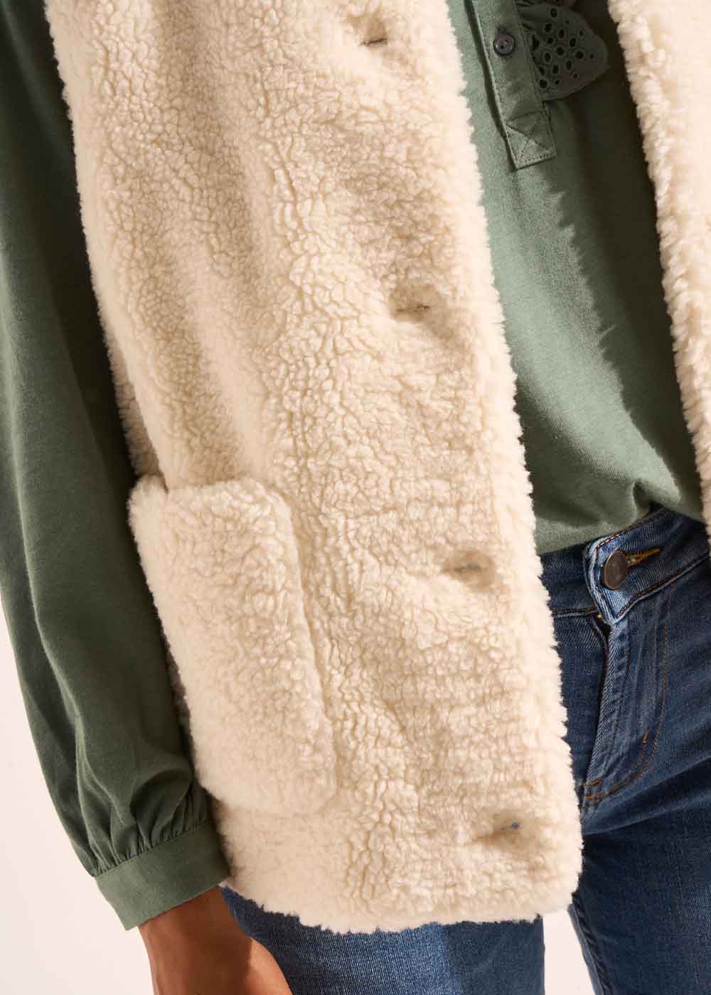 Sleeveless faux fur cardigan - Sud Express - 4 - Sud Express