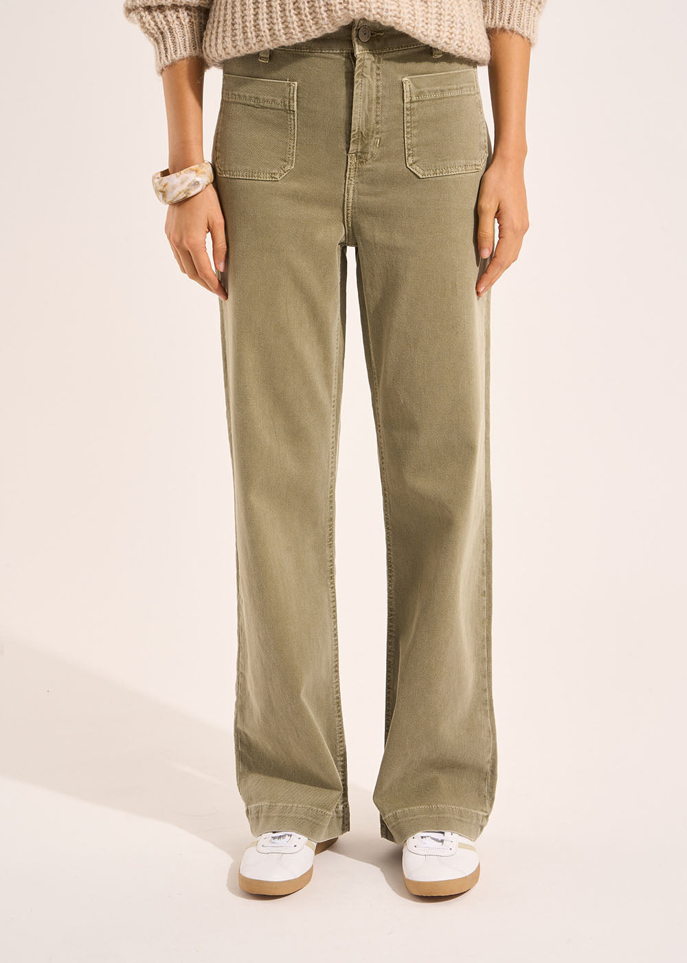High-waisted cotton trousers - Sud Express - 2 - Sud Express