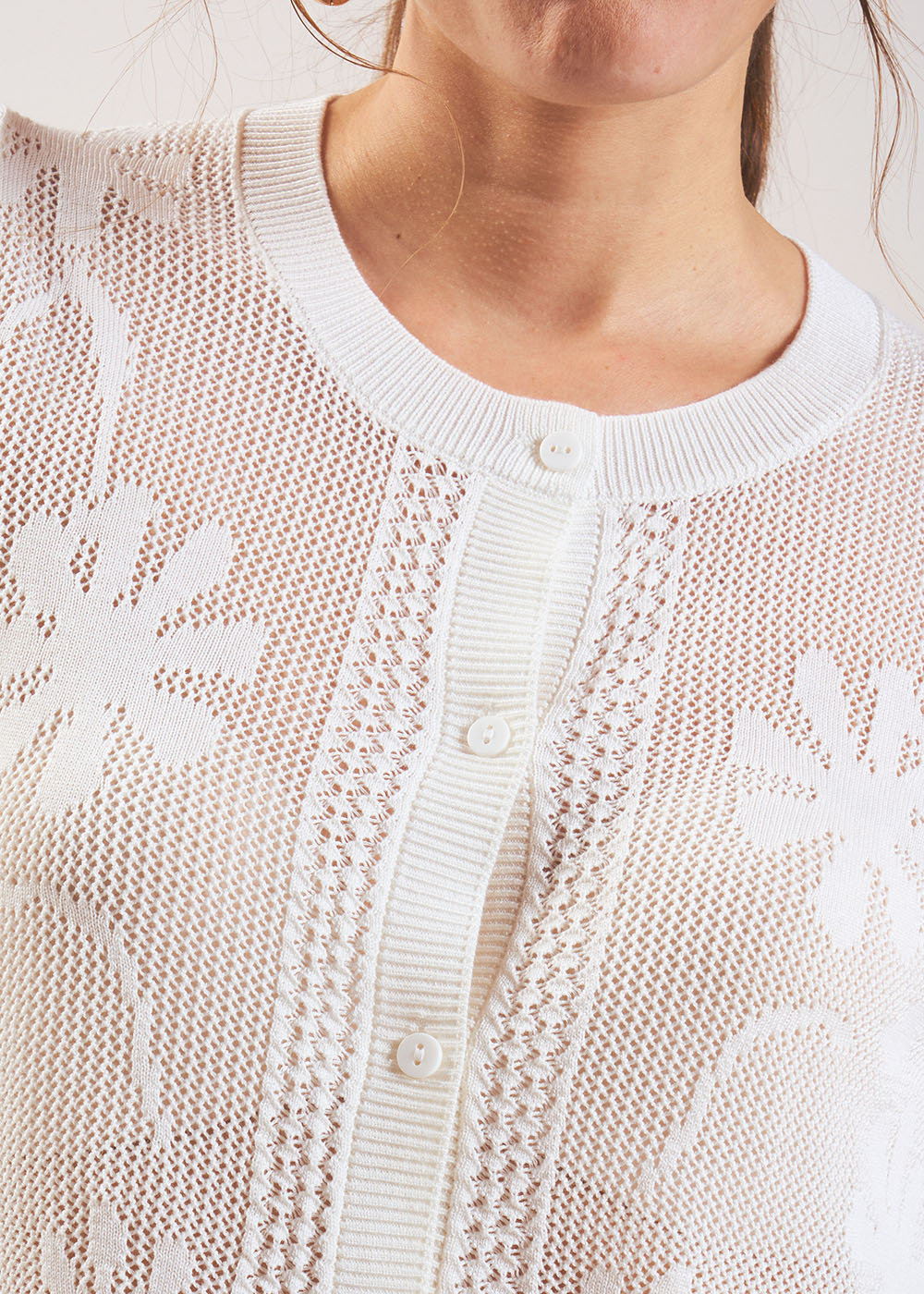 Short floral cardigan with short sleeves - Sud Express - 5 - Sud Express