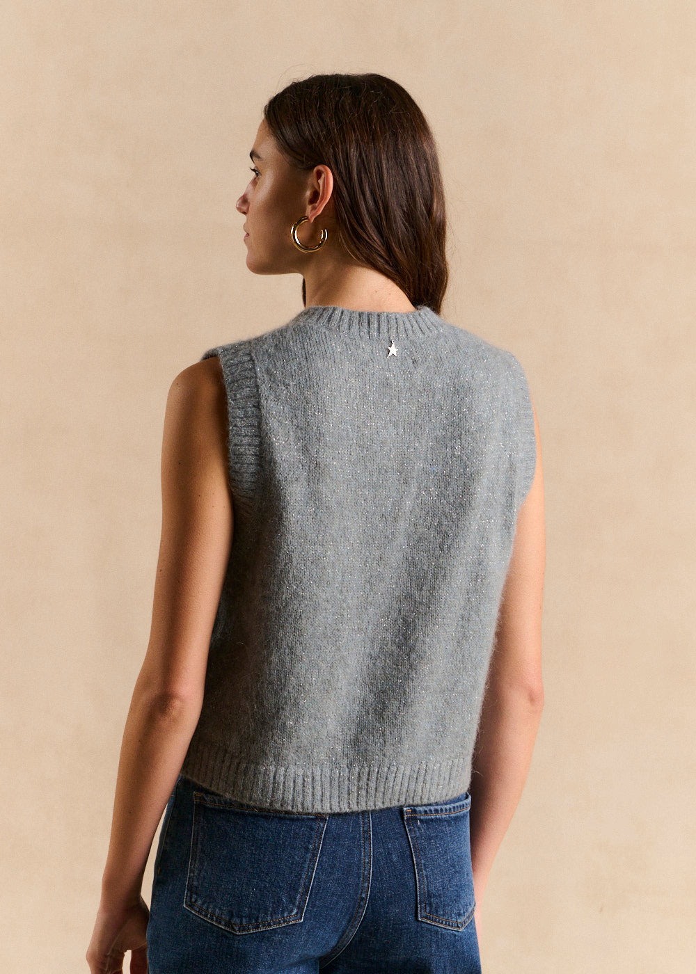 Sleeveless alpaca and lurex vest - Sud Express - 3 - Sud Express