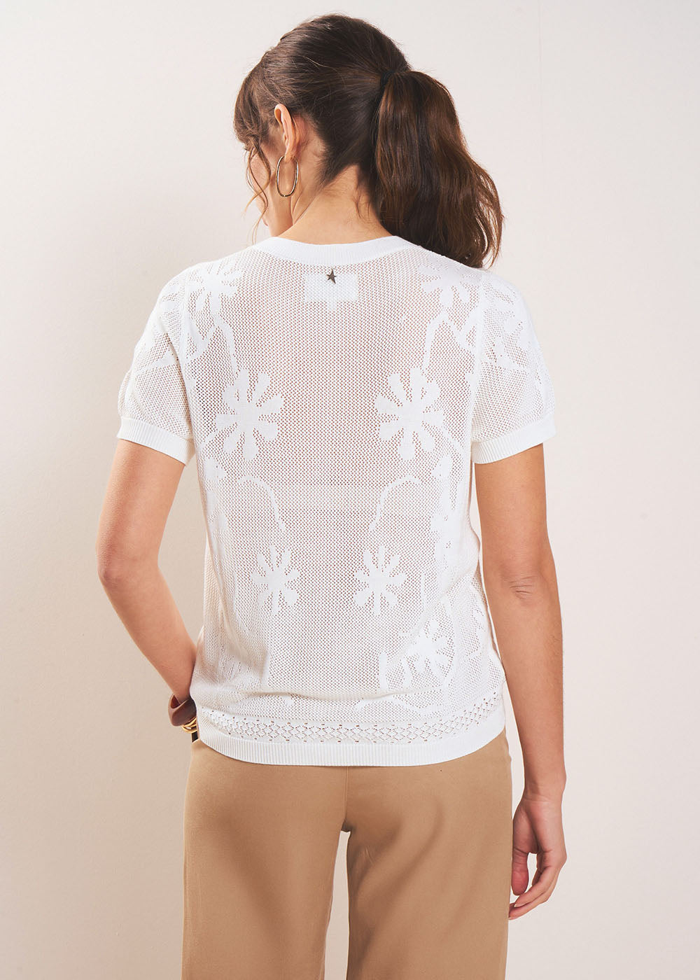 Short floral cardigan with short sleeves - Sud Express - 3 - Sud Express