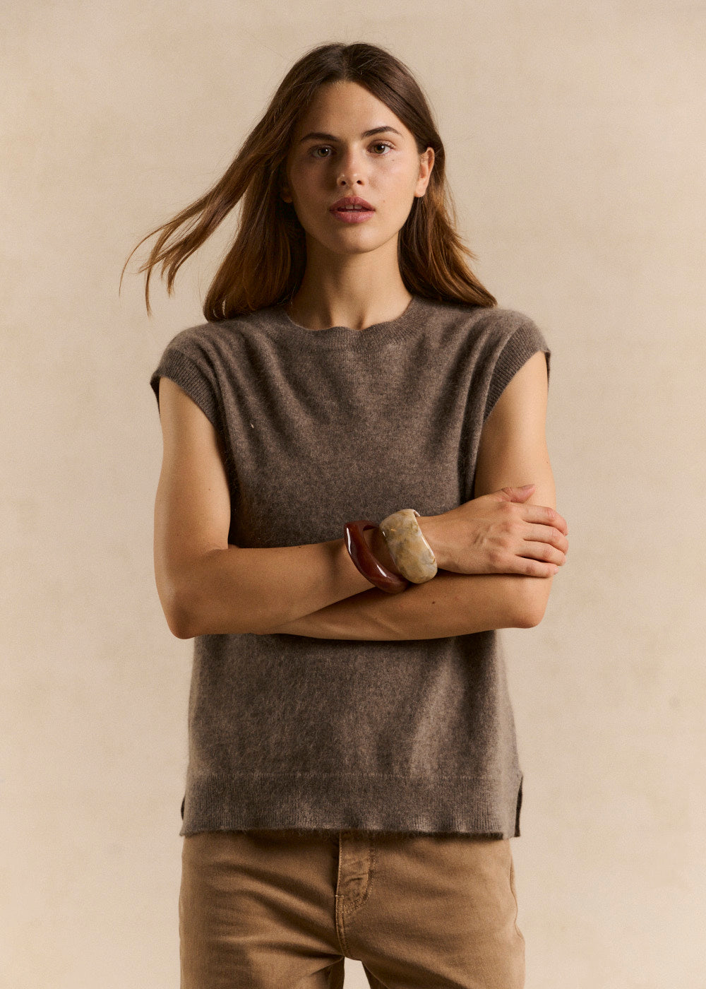 Loose sleeveless sweater in wool and cashmere - Sud Express - 5 - Sud Express