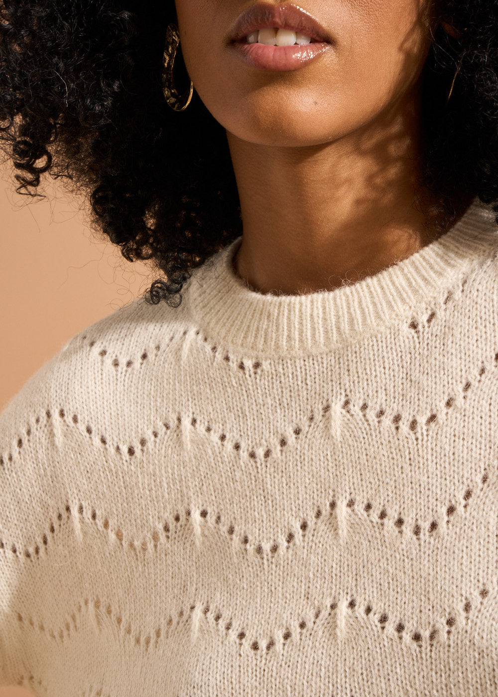 Round neck jumper with openwork stitching - Sud Express - 4 - Sud Express