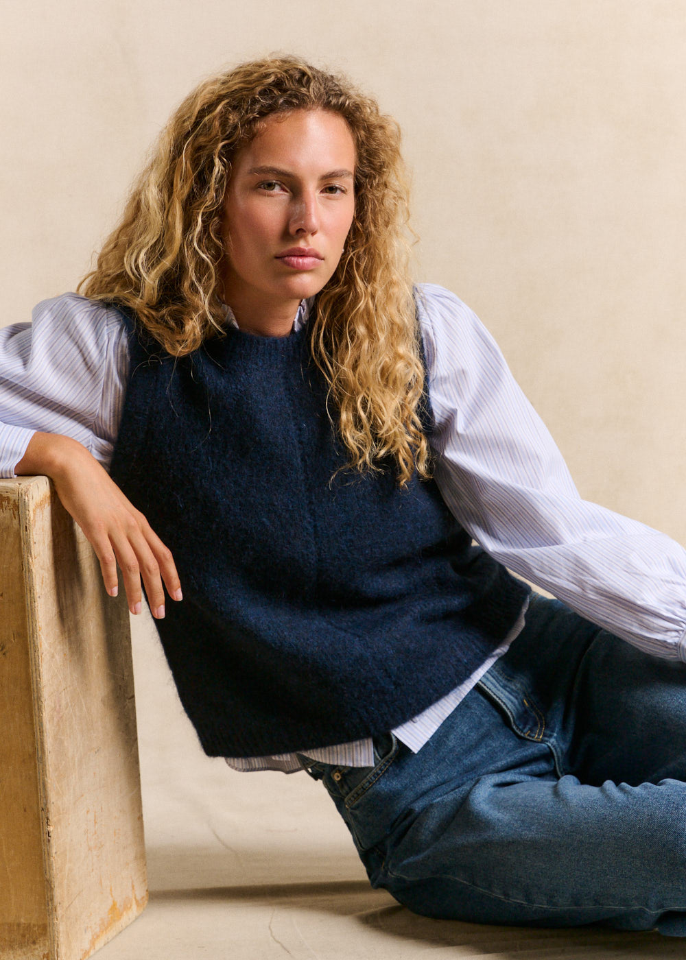 Sleeveless mohair knit vest, straight fit - Sud Express - 1 - Sud Express