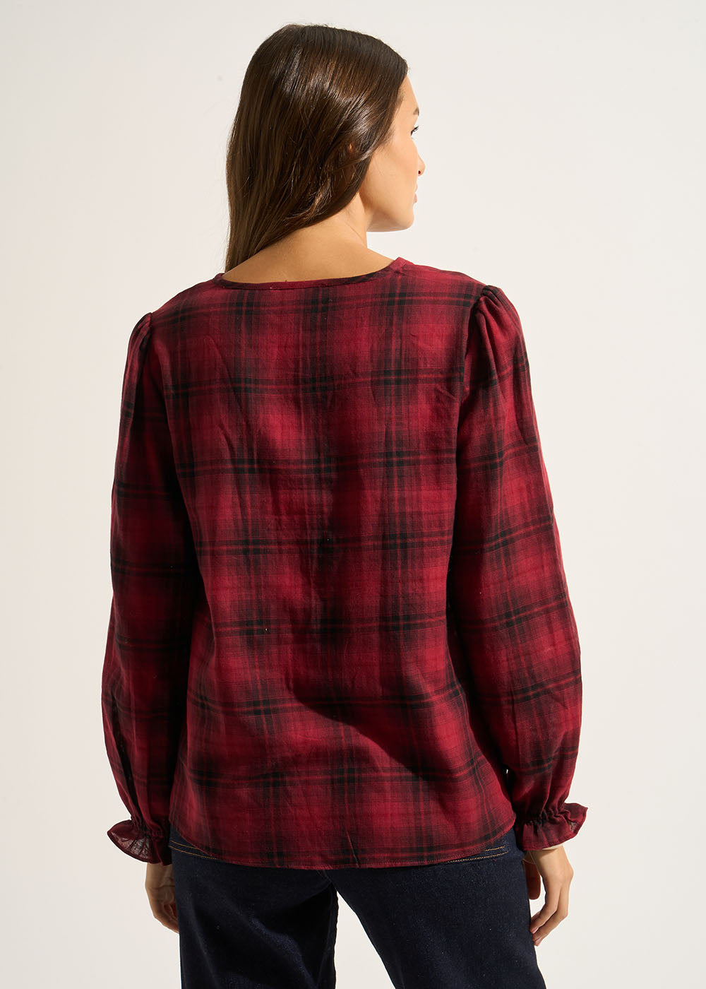 Loose tartan shirt with dropped shoulders - Sud Express - 3 - Sud Express