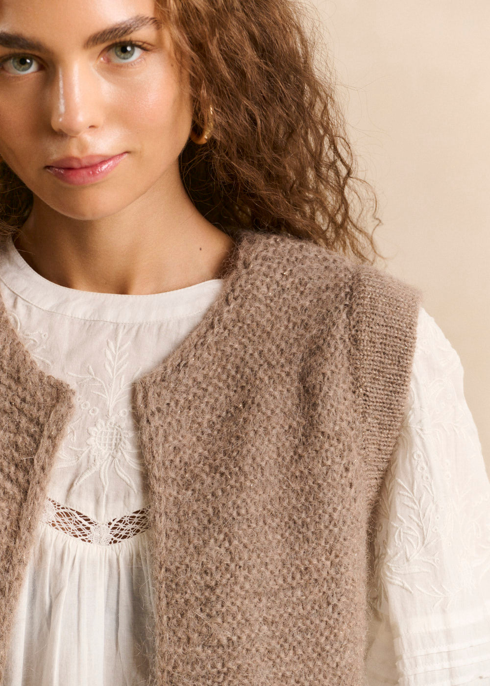 Cardigan sleeveless shorts in mohair - Sud Express - 2 - Sud Express