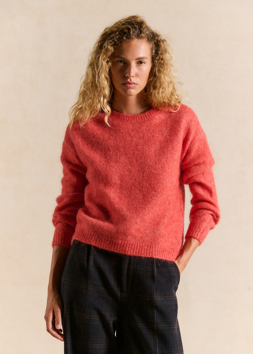 Round-neck mohair jumper with long sleeves - Sud Express - 1 - Sud Express