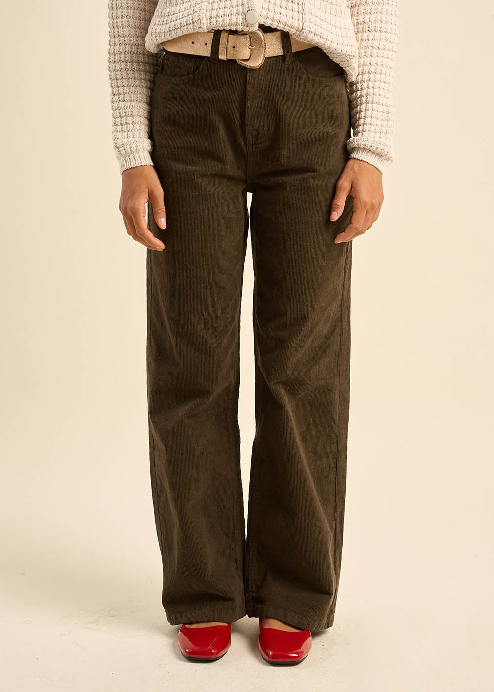 Straight-cut velvet pants - Sud Express - 2 - Sud Express