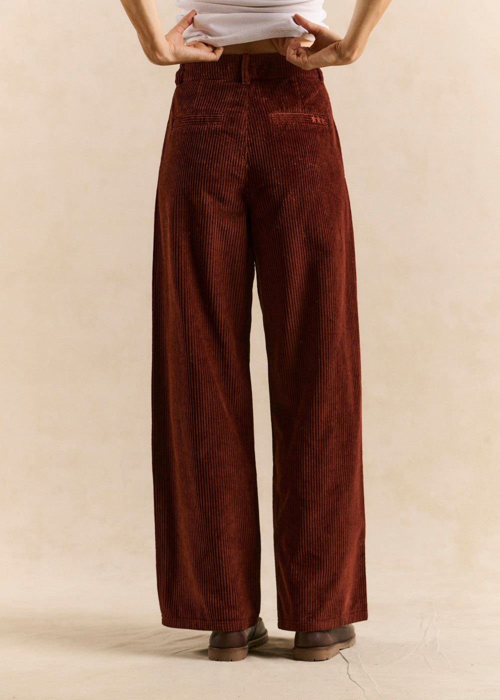 High-waisted cotton velvet wide-leg trousers - Sud Express - 3 - Sud Express