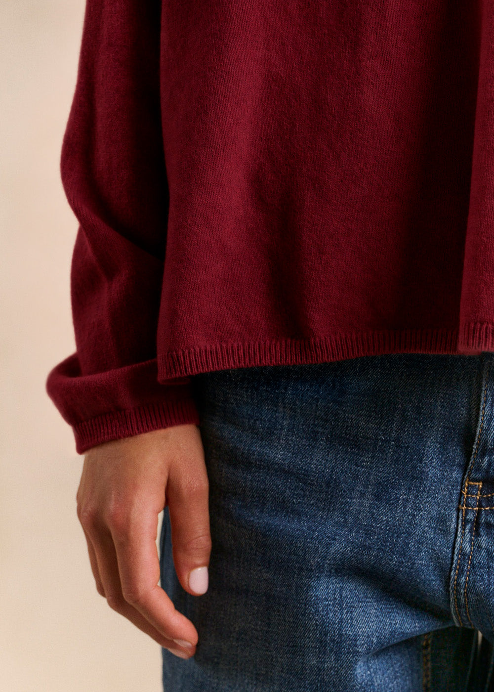Loose-fitting cashmere jumper with a Tunisian collar - Sud Express - 2 - Sud Express