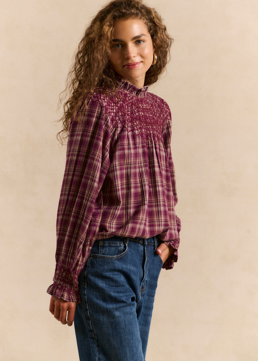 Smocked checked blouse - Sud Express - 1 - Sud Express