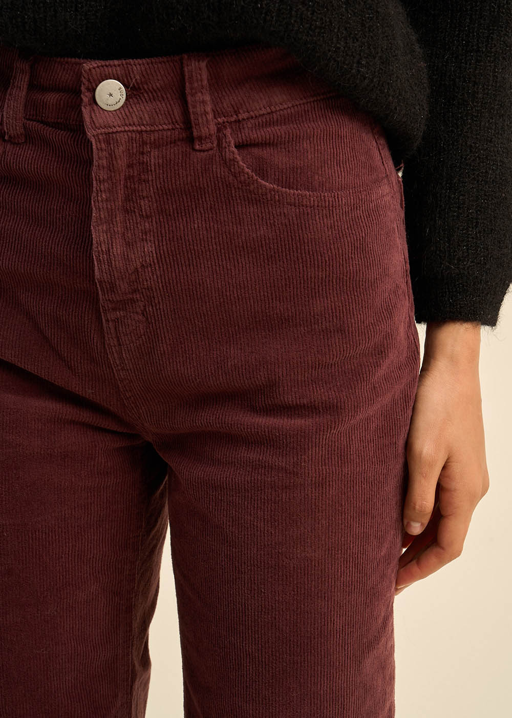 Straight-cut velvet pants - Sud Express - 2 - Sud Express