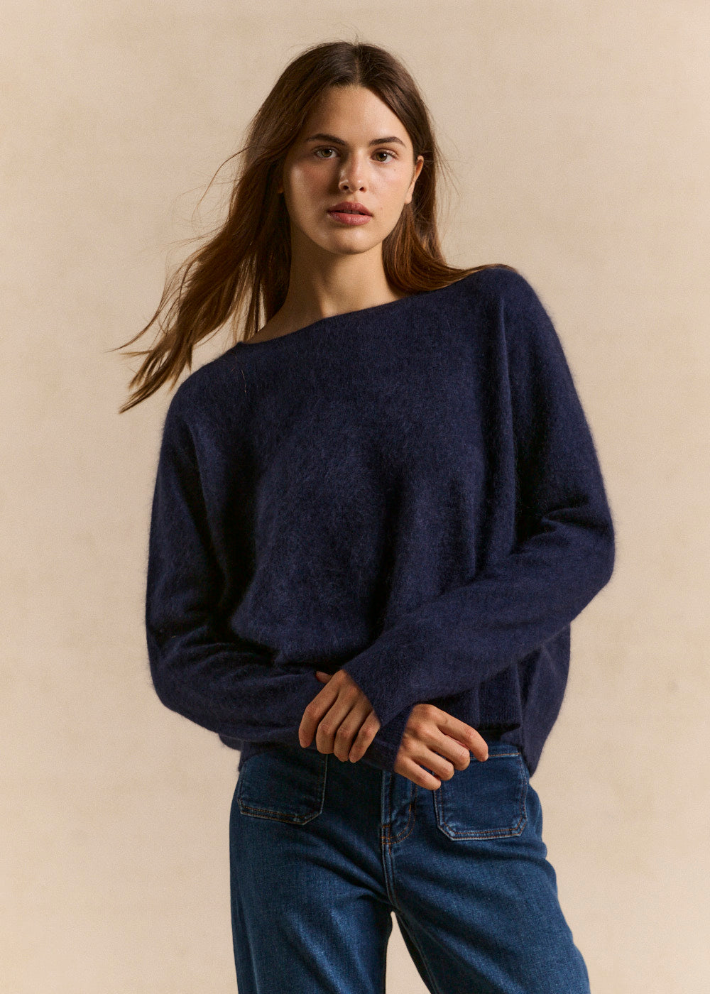 Boat neck sweater in brushed wool and cashmere - Sud Express - 1 - Sud Express